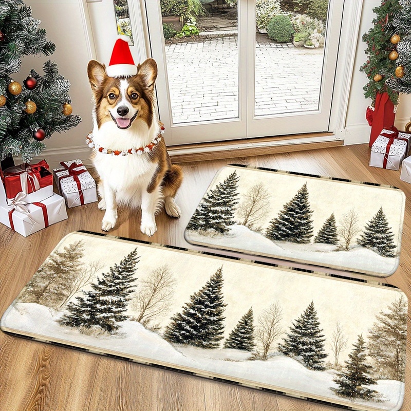 Hunting Outdoor Rug - VIKAMA Christmas Carpet Winter Snow Scenery