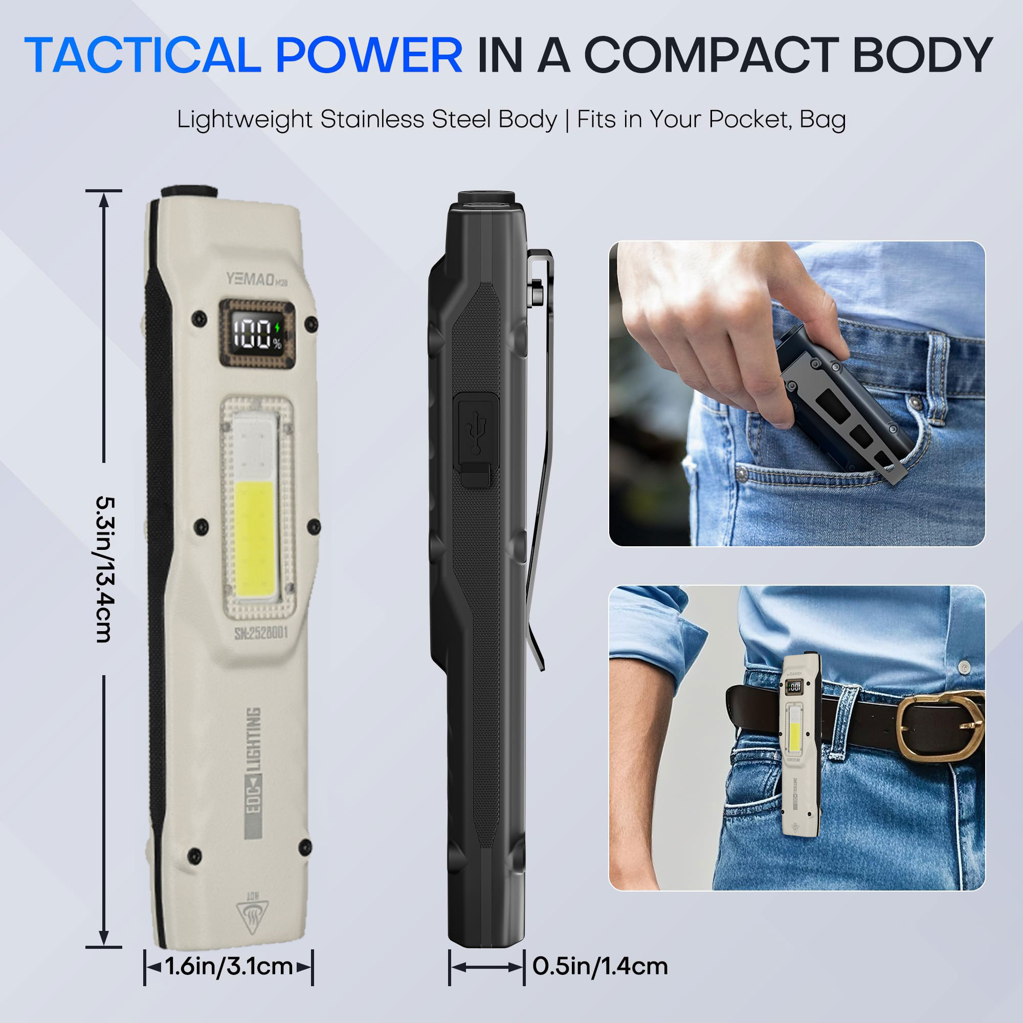 Portable 880LM YEMAO M28 Ultra - đánh giá và giá Tactical Flashlight Rechargeable