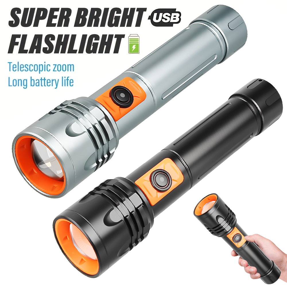 High Power LED Flashlight USB  - đánh giá và giá Tactical Flashlight Rechargeable