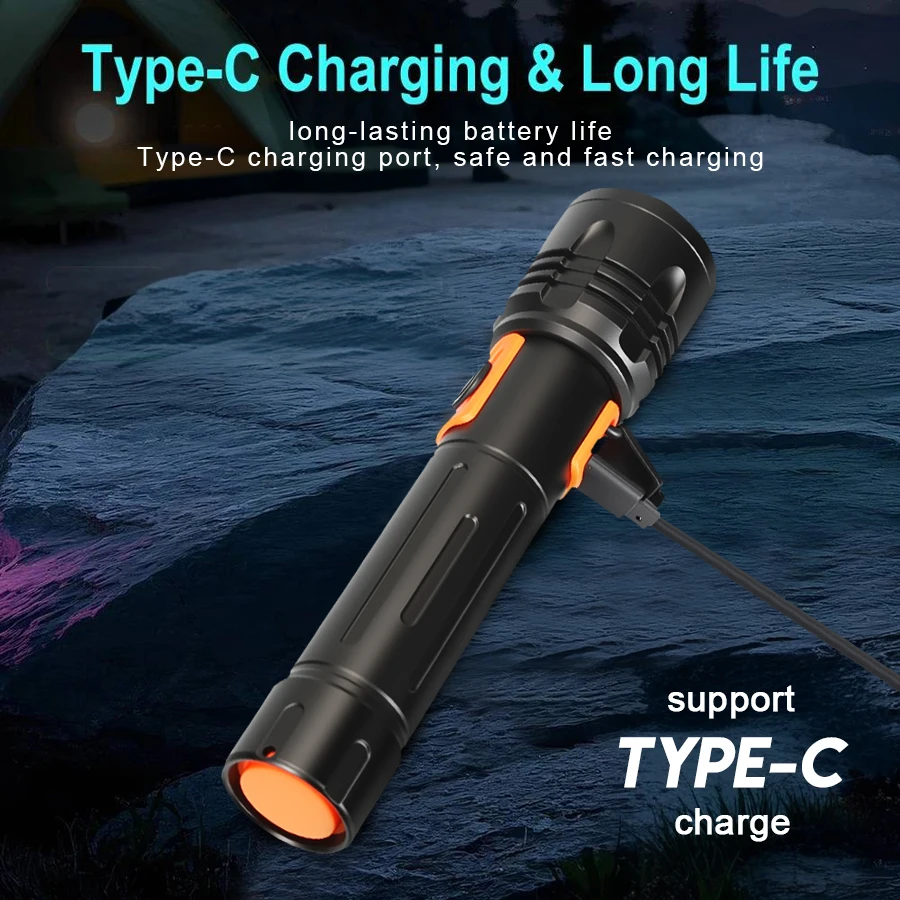 High Power LED Flashlight USB  - đánh giá và giá Tactical Flashlight Rechargeable