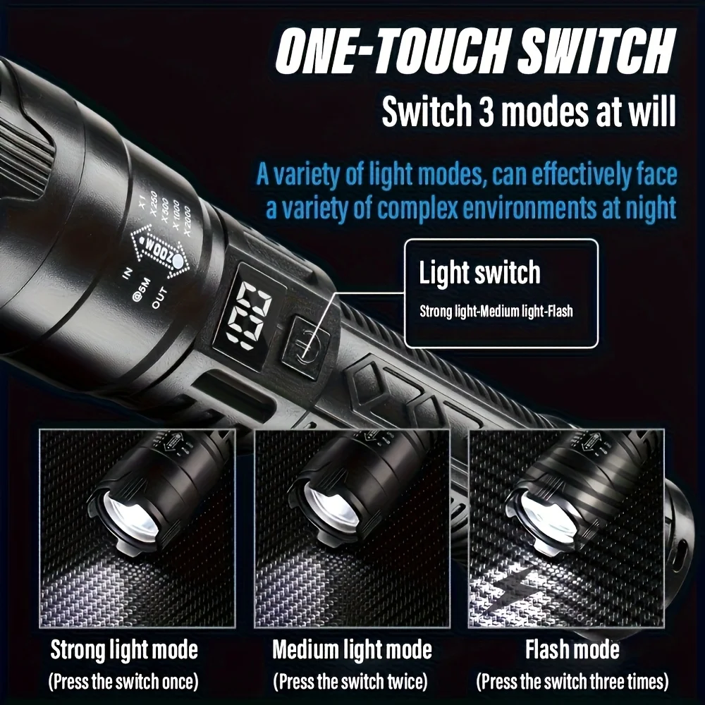 Tactical LED Flashlight 2000LM - đánh giá và giá Tactical Flashlight Rechargeable
