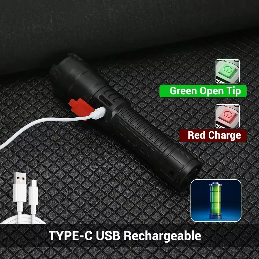 Tactical LED Flashlight 2000LM - đánh giá và giá Tactical Flashlight Rechargeable