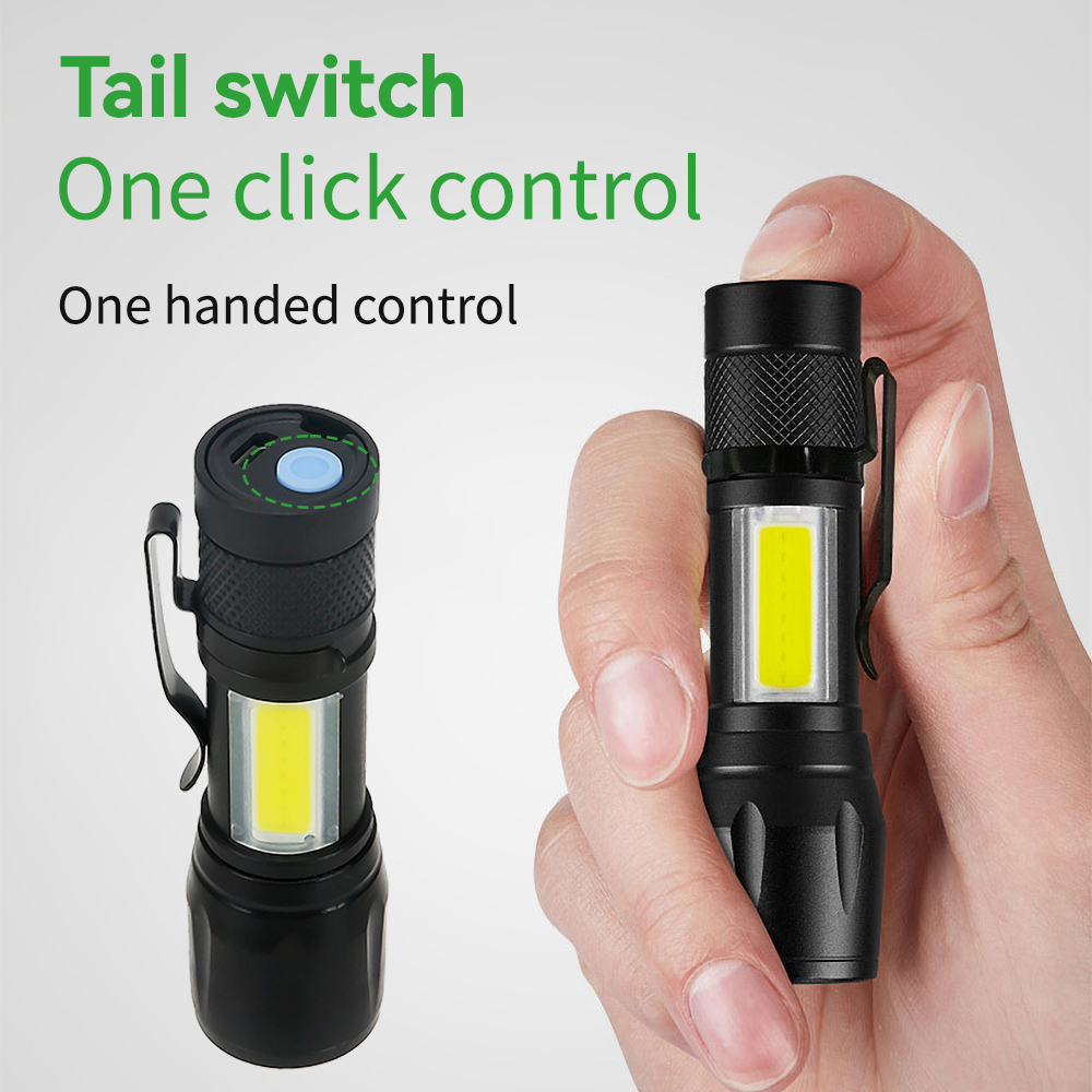 Mini LED Flashlight COB+XPE Po - đánh giá và giá Tactical Flashlight Rechargeable