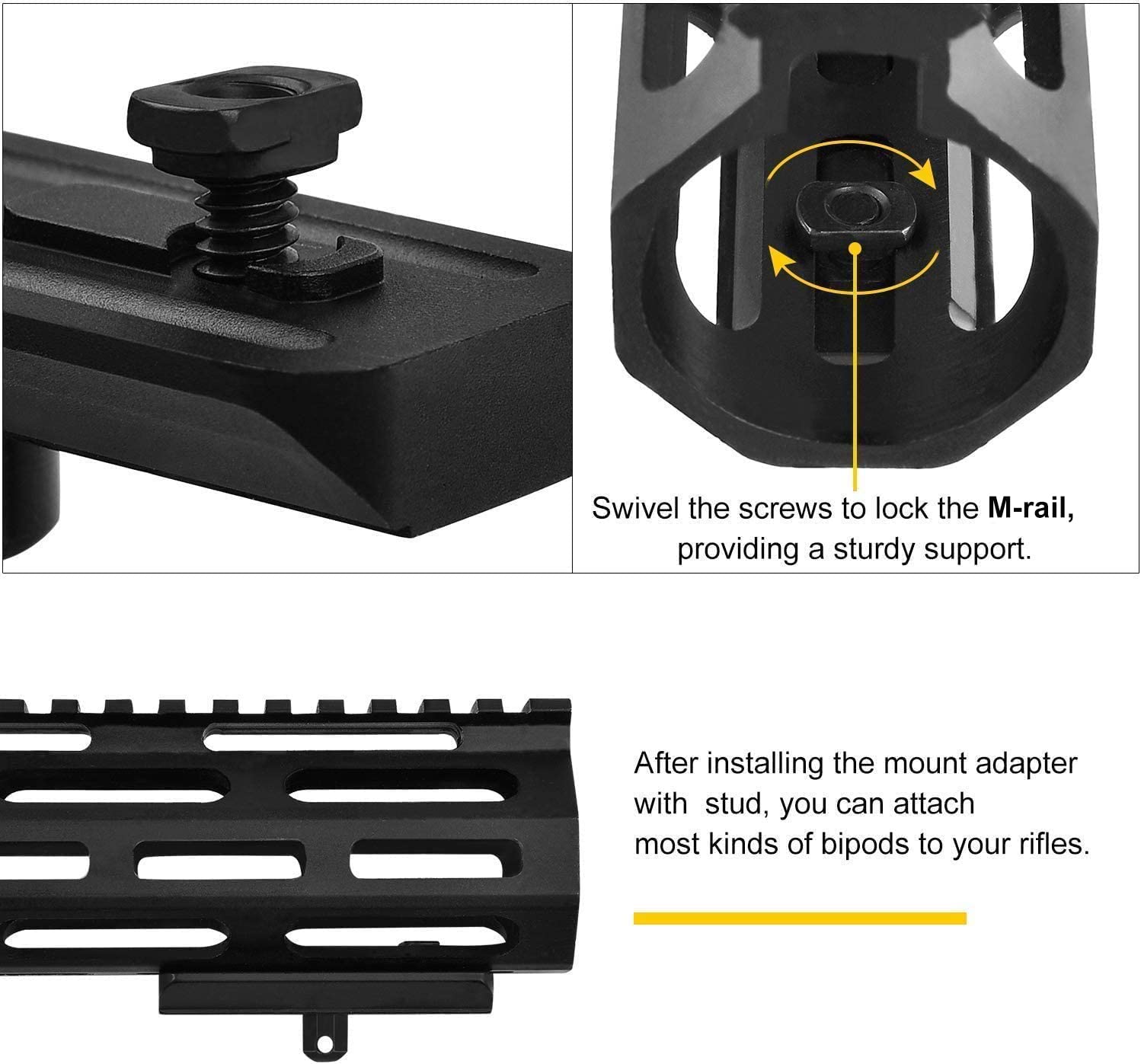 WildSky M-lok Mount Picatinny  - đánh giá và giá Bipod Rifle Mount
