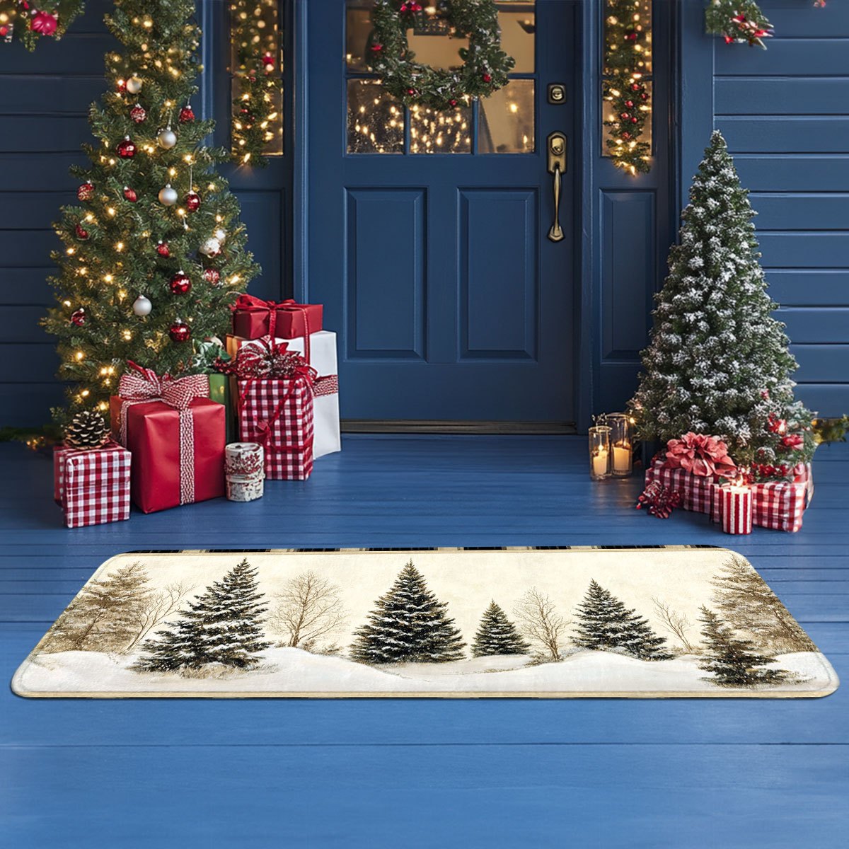 Winter Snow Hunting Cabin Pine - đánh giá và giá Hunting Outdoor Rug