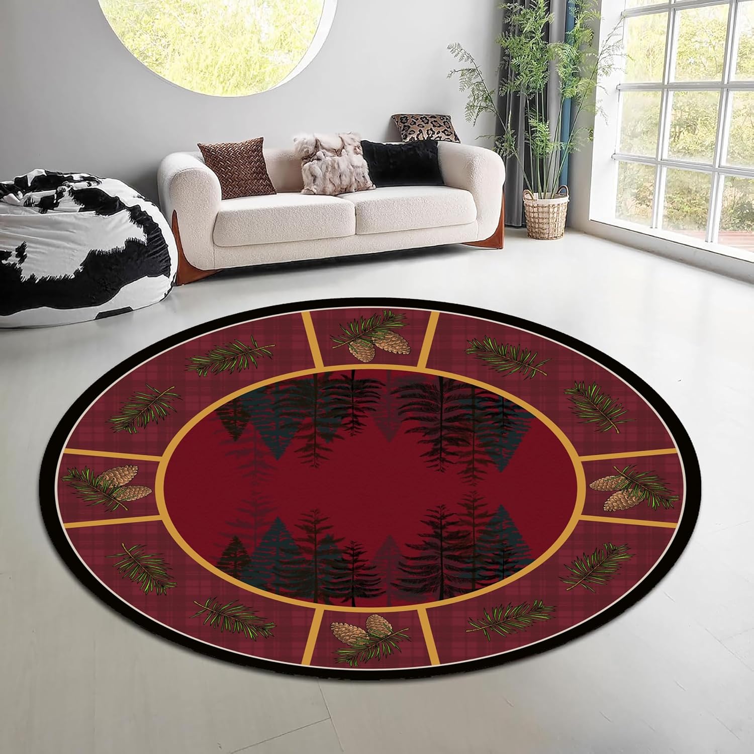 Vintage Nature Forest Round Ru - đánh giá và giá Hunting Outdoor Rug