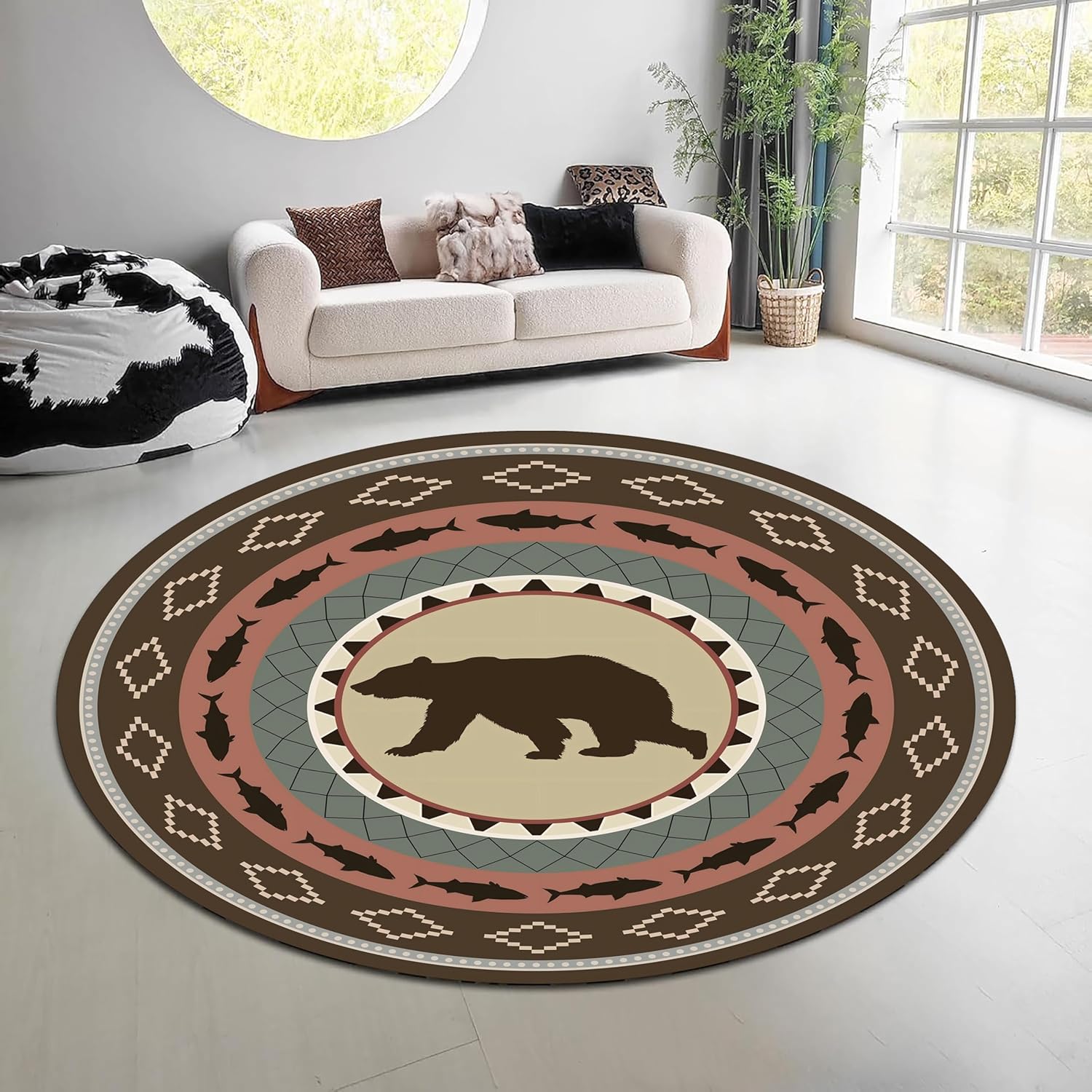 Vintage Nature Forest Round Ru - đánh giá và giá Hunting Outdoor Rug