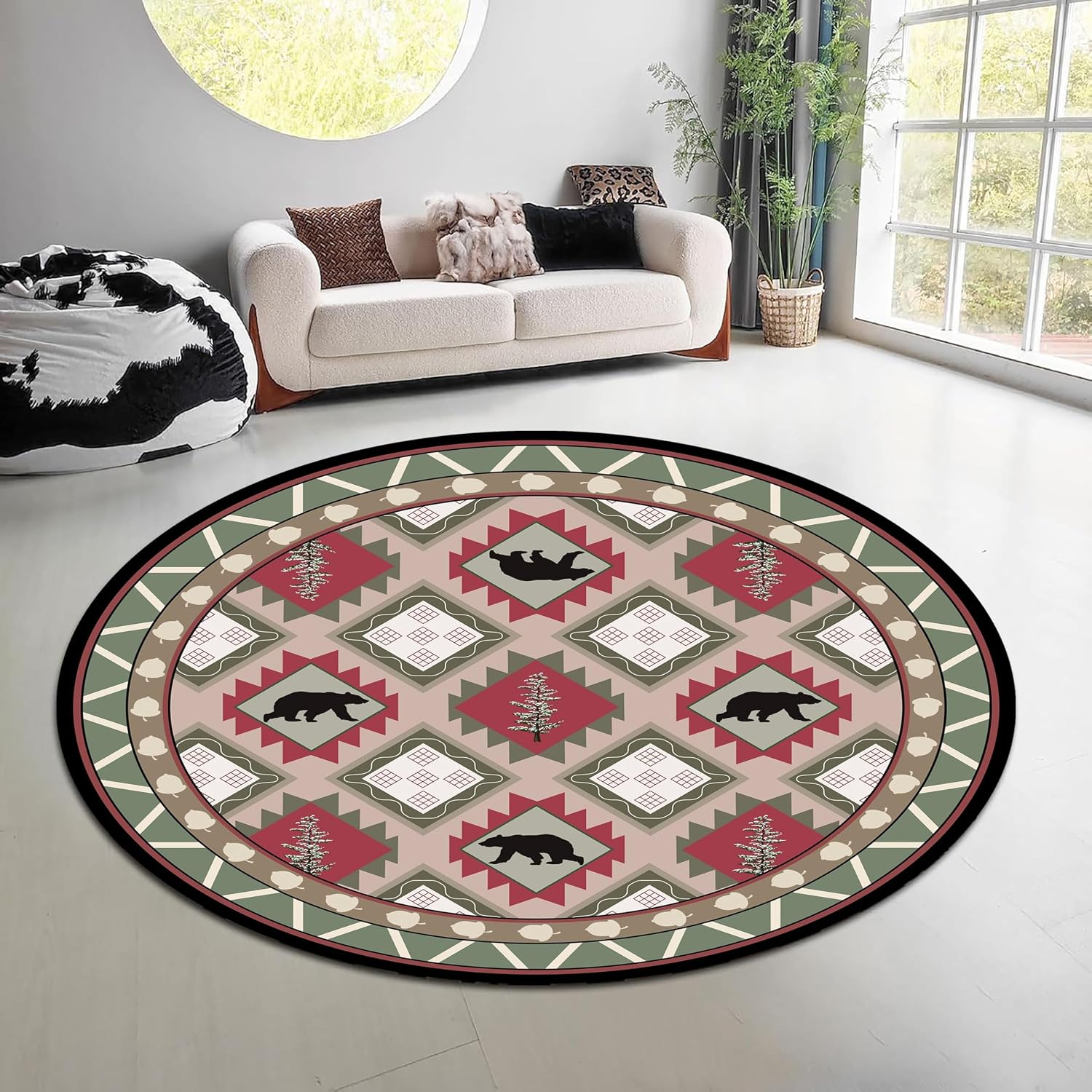 Vintage Nature Forest Round Ru - đánh giá và giá Hunting Outdoor Rug